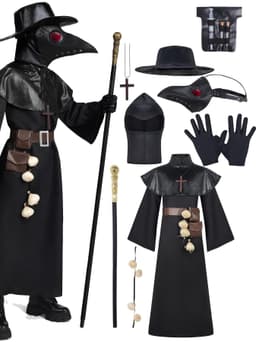 image-Plague Doctor Black Adult Costume Robe Set