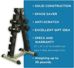 image-A-Frame Dumbbell Rack Stand - Solid Space-Saving Design for Up to 6 Pairs