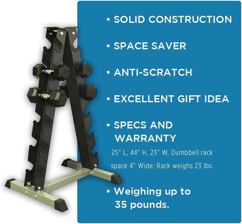 image-A-Frame Dumbbell Rack Stand - Solid Space-Saving Design for Up to 6 Pairs