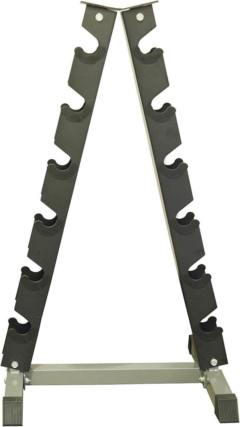 image-A-Frame Dumbbell Rack Stand - Solid Space-Saving Design for Up to 6 Pairs