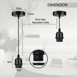 image-10 Pack Industrial French Gold Pendant Light, Lampshade Addable E27 Lamp Holder Light, E27 UK Holder Set With PVC Cable.
