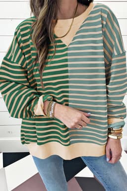 image-Colorblock Drop Shoulder Oversize Sweatshirt