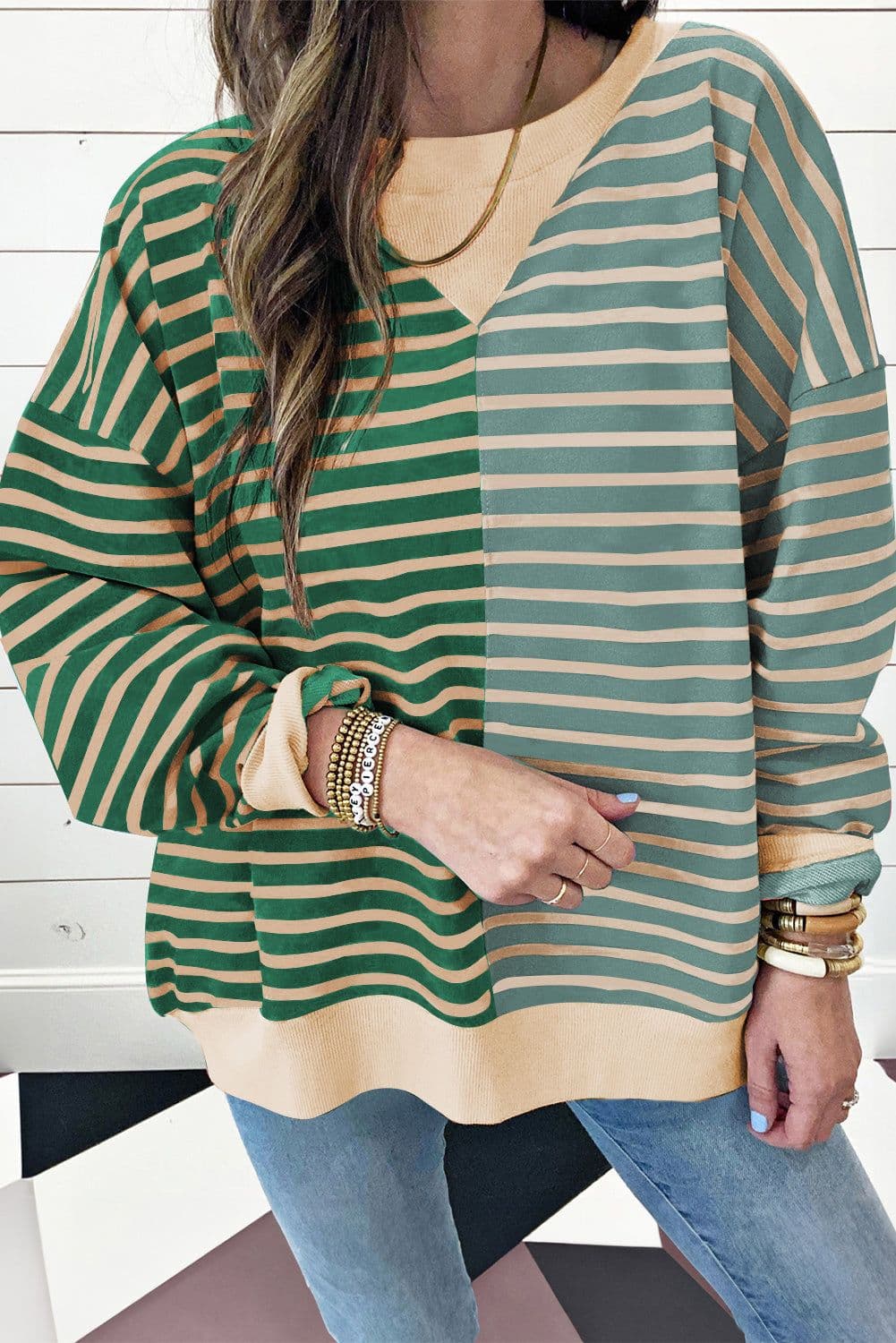 image-Colorblock Drop Shoulder Oversize Sweatshirt