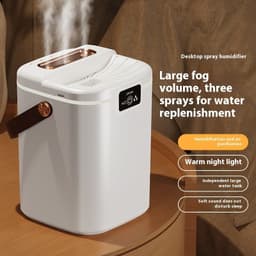 image-Household Air Humidifier - 2.5L USB Square Mist Maker with LED Light