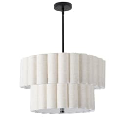 image-4 Light Matte Black 2 Tier Pendant w/ Flax Scallop Shades