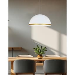 image-1 Light Incandescent Pendant Matte White with Gold Trim