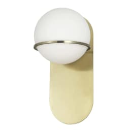image-1 Light Halogen Wall Satin Chrome Aged Brass with White Glass