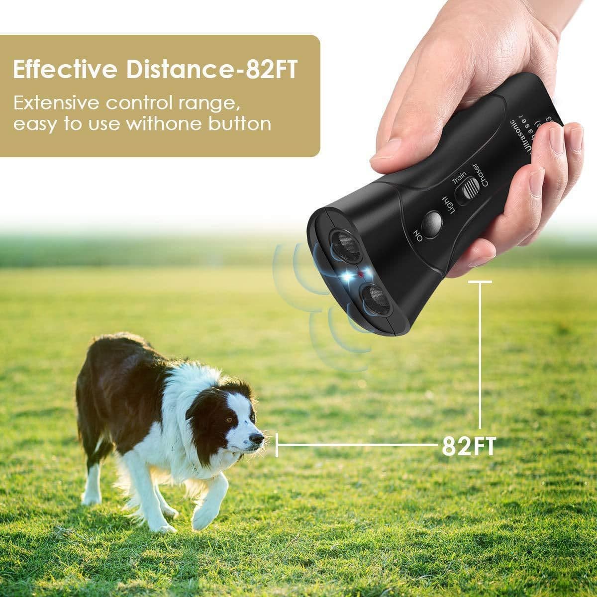 image-Amazon hot-selling pet supplies double horn laser dog training device ultrasonic double head dog repeller dogrepeler