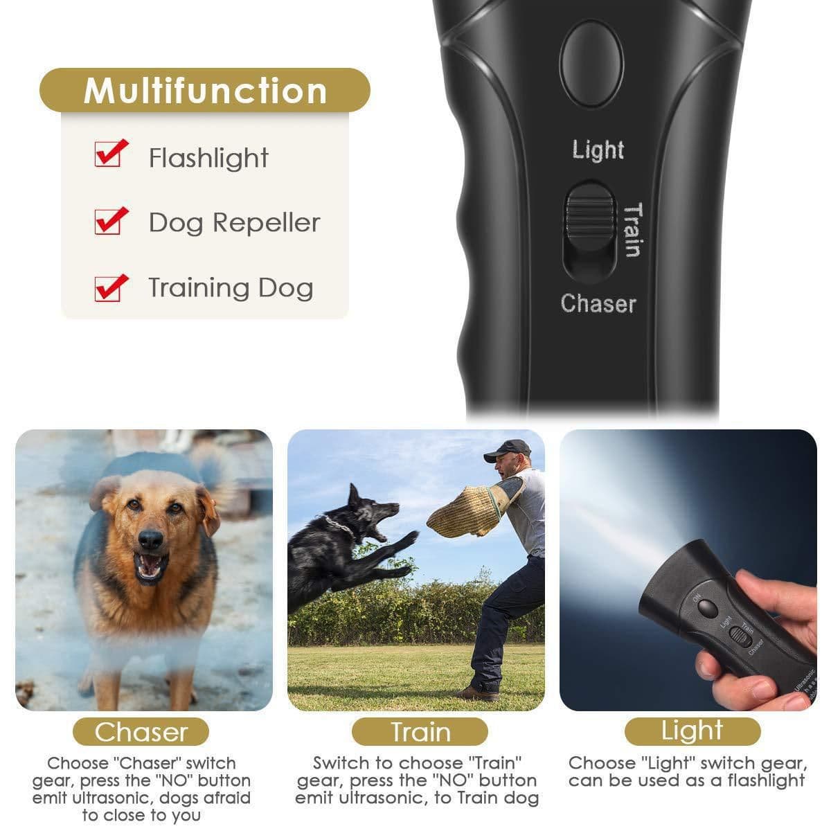 image-Amazon hot-selling pet supplies double horn laser dog training device ultrasonic double head dog repeller dogrepeler
