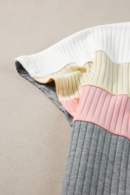 image-White Ribbed Color Block Patchwork T-Shirt