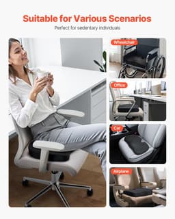 image-VEVOR Seat Cushion, Cooling Gel + Memory Foam Seat Cushion, Pressure-Relief Wheelchair Seat Pad with U-Shaped Cutout & Removable Cover, Lightweight and Portable for Travel, Car, Office, Airplane