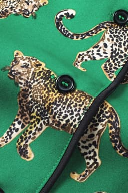 image-Green Cheetah Print Pajama Set - Short Sleeve Shirt & Pants