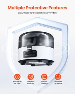image-VEVOR Mini Centrifuge Machine, 3013xg RCF Electric Laboratory Centrifuge Machine with 2-in-1 Rotor for 0.2/1.5/2ml Tube Capacity, Fixed Speed 7000r/min, Low Noise, Widely Used in Various Experiments
