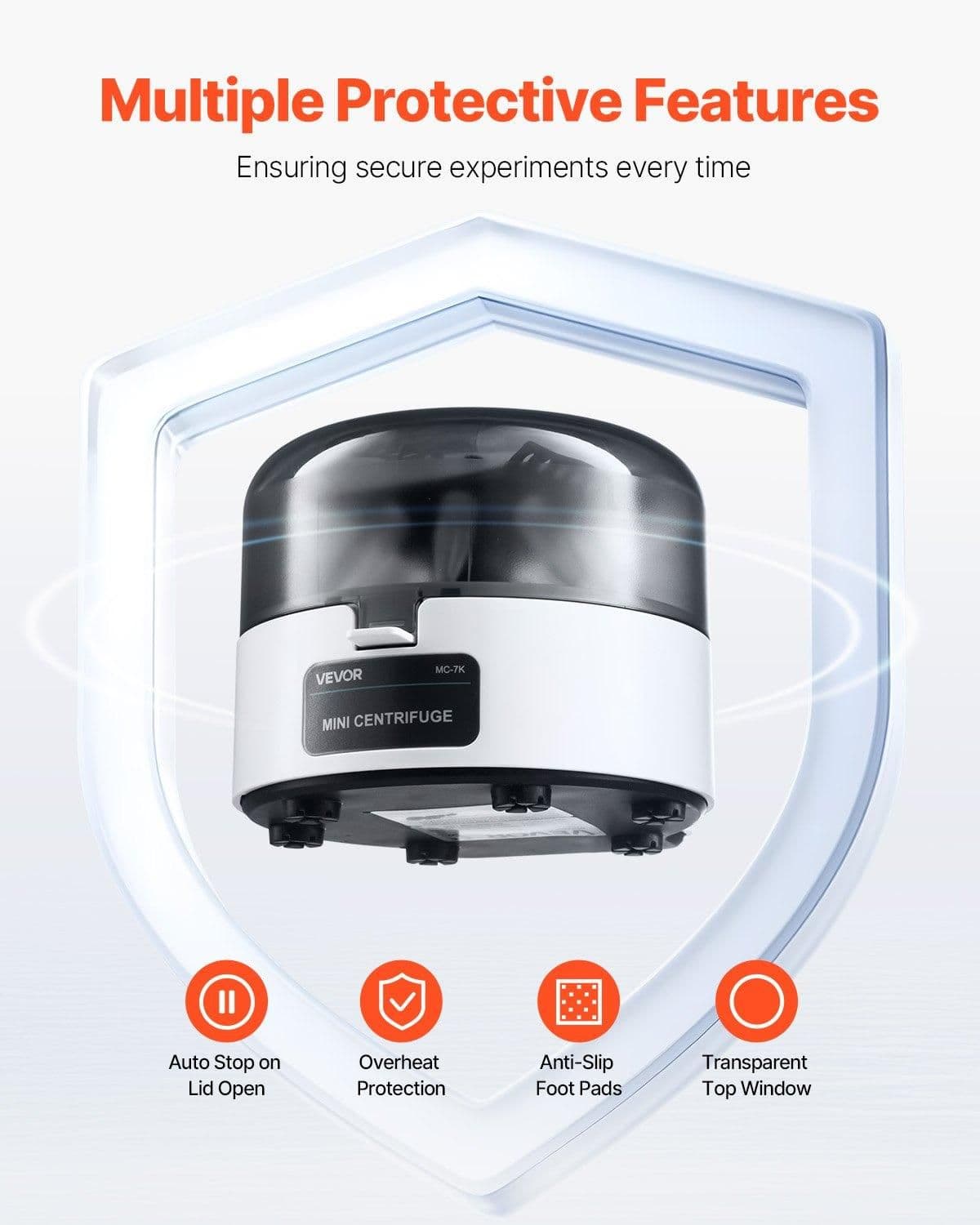 image-VEVOR Mini Centrifuge Machine, 3013xg RCF Electric Laboratory Centrifuge Machine with 2-in-1 Rotor for 0.2/1.5/2ml Tube Capacity, Fixed Speed 7000r/min, Low Noise, Widely Used in Various Experiments