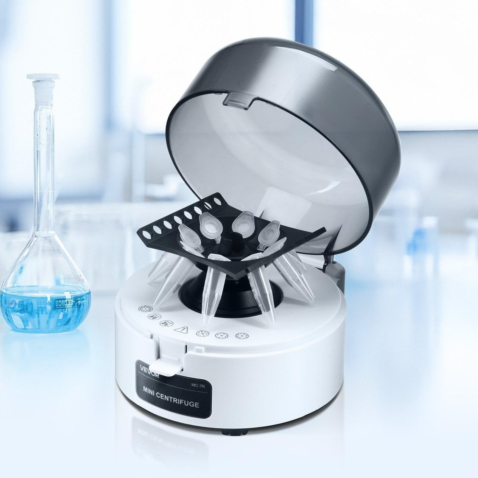 image-VEVOR Mini Centrifuge Machine, 3013xg RCF Electric Laboratory Centrifuge Machine with 2-in-1 Rotor for 0.2/1.5/2ml Tube Capacity, Fixed Speed 7000r/min, Low Noise, Widely Used in Various Experiments