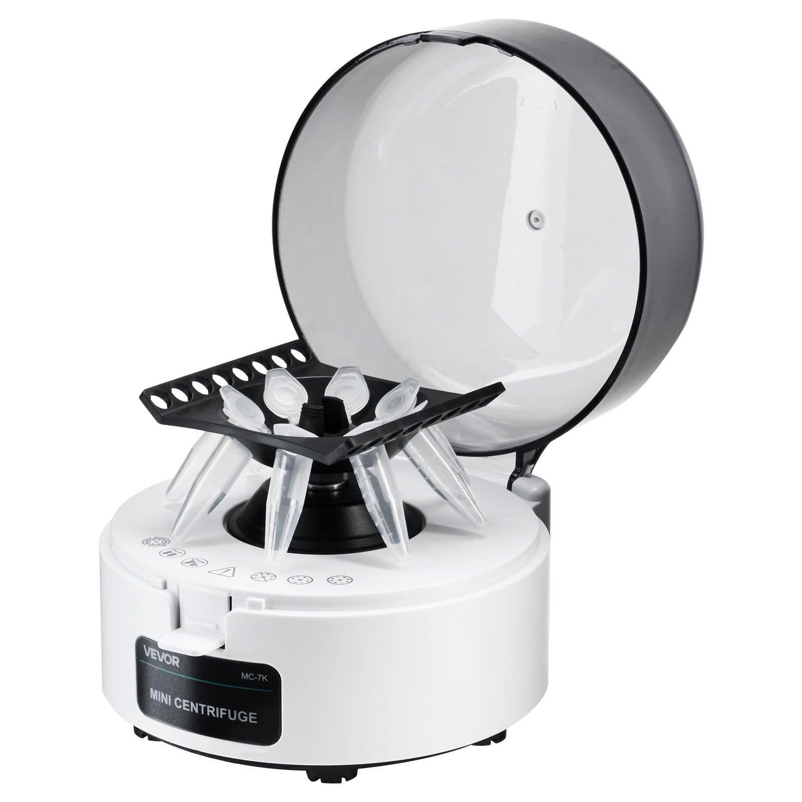 image-VEVOR Mini Centrifuge Machine, 3013xg RCF Electric Laboratory Centrifuge Machine with 2-in-1 Rotor for 0.2/1.5/2ml Tube Capacity, Fixed Speed 7000r/min, Low Noise, Widely Used in Various Experiments