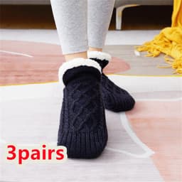 image-Winter Woolen Socks Women Thicken Warm Home Bedroom Socks Slippers Men Non-slip Foot Warmer Snow Socks Calcetines Mujer