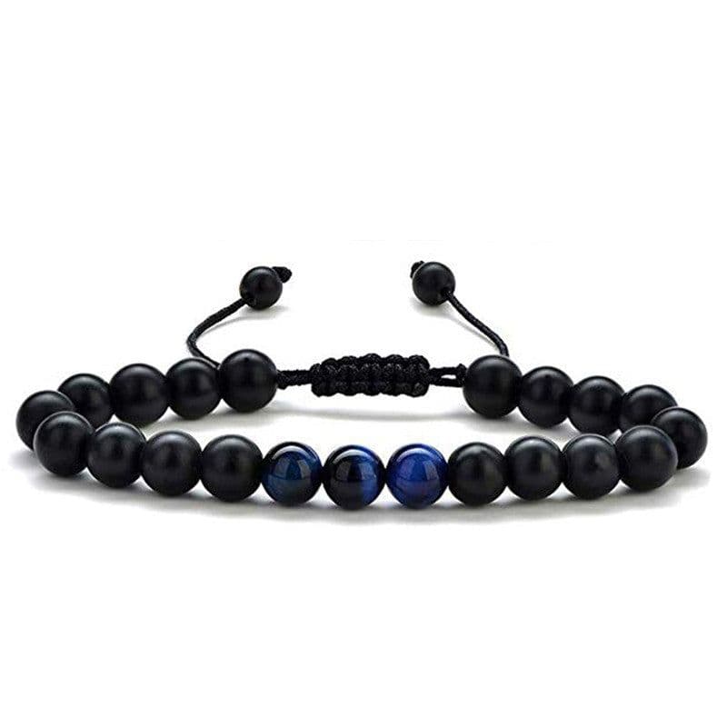 image-Tiger Eye Couple Bracelets Matte Black Agate Beads Bracelet