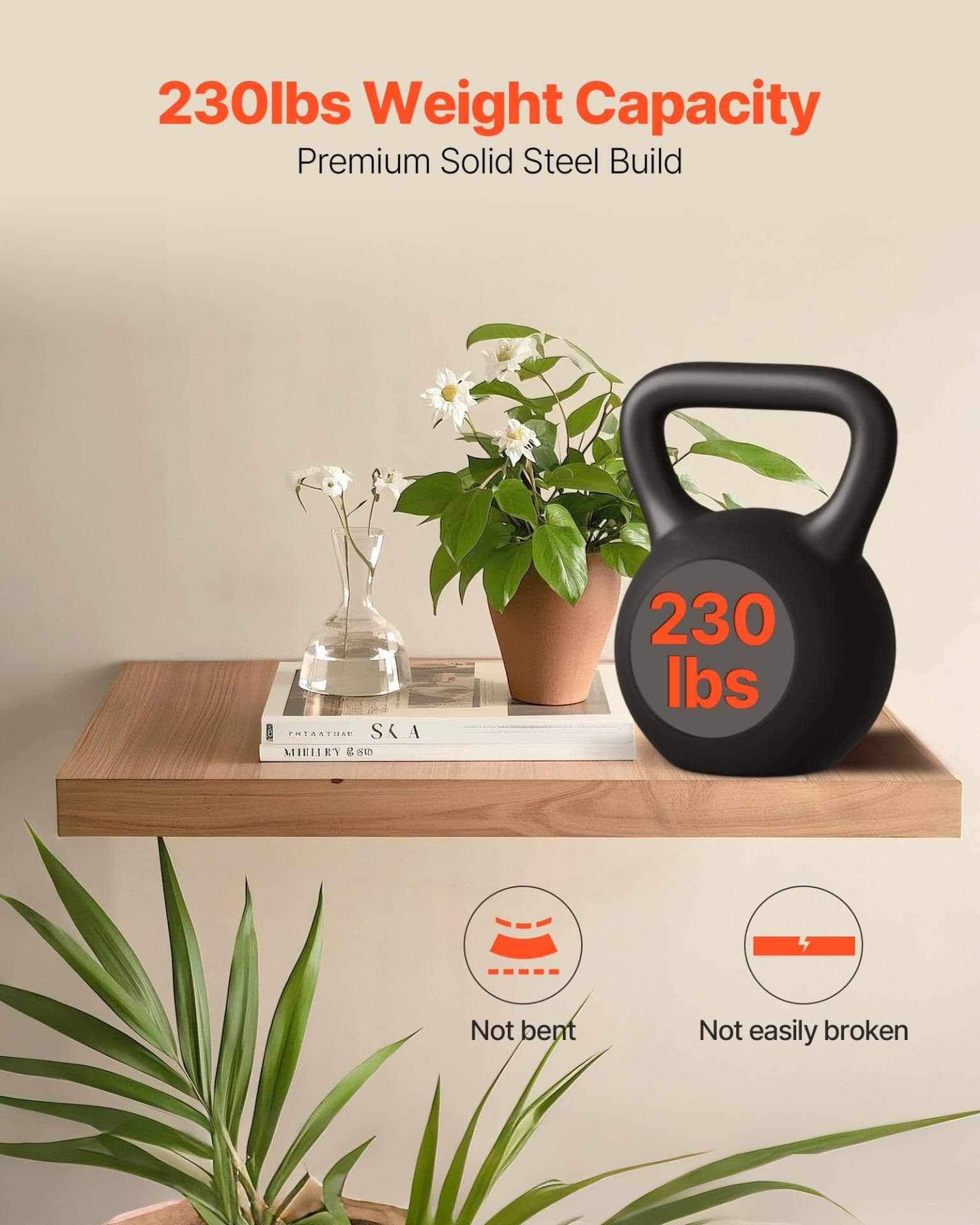 image-VEVOR Floating Shelf Bracket 1 Pack, 230 lbs/104 kg Weight Capacity, 46x6.2x3 inch / 1168.4x157.4x76.2 mm, Heavy Duty Hidden Shelf Brackets Support, Wall Mounting Invisible Floating Shelves Bracket