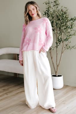 image-White Tie Waist Pleated Wide Leg Pants - Chic Casual Fit