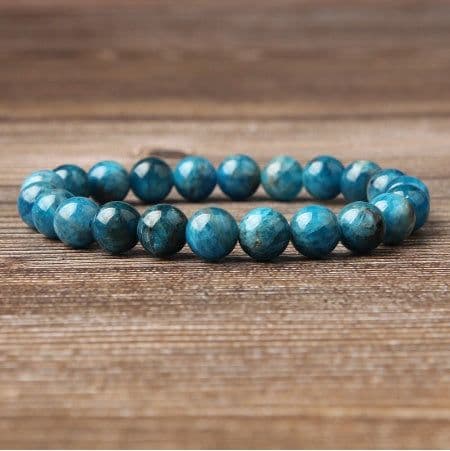 image-Natural Blue Apatite Bracelets Are Suitable For Men And Women To Wear Elastic Beaded Jewelry