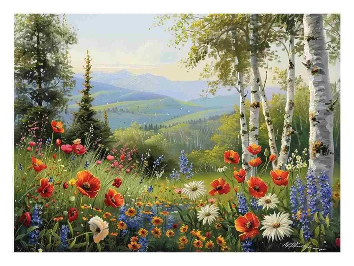 image-Landscape Flowers Painting