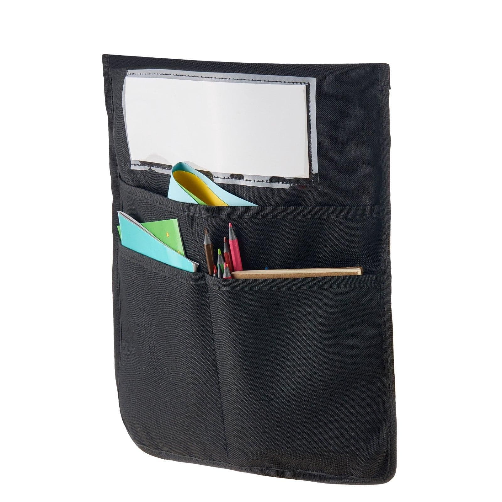 image-VEVOR Chair Pockets for Classroom, 12 Pack, 17 x 19 Inches Chairback Buddy Pocket with Name Tag, Back of Chair Organizer for Kids in Classroom, Kindergarten, School, and Home, Black