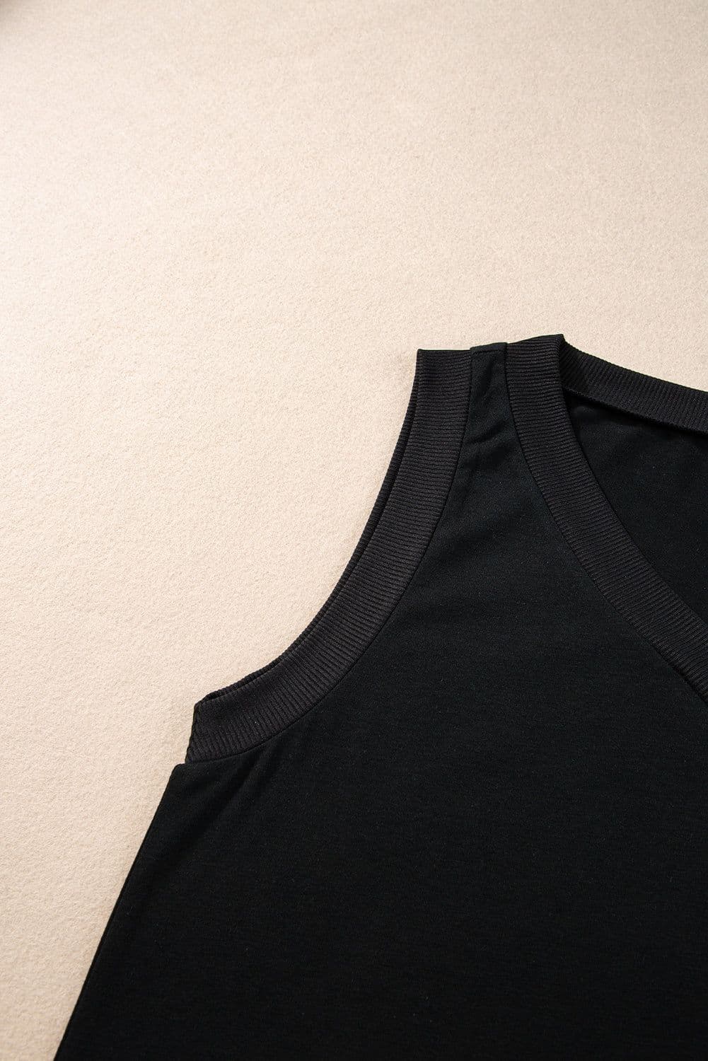 image-Mist Green Ribbed V Neck Tank