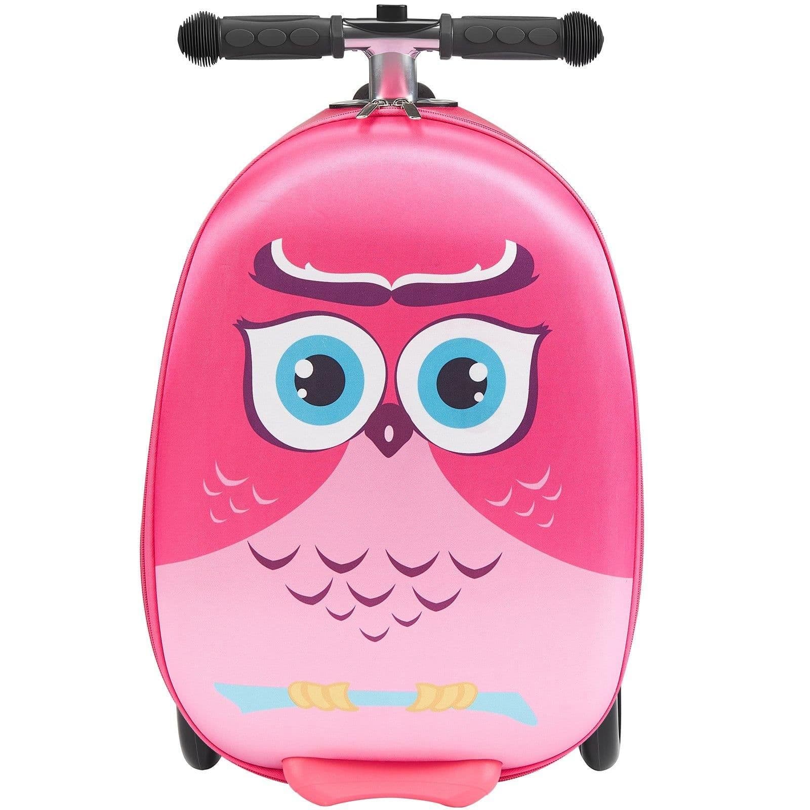 image-VEVOR Ride-on Luggage, 20 L Capacity, 20 Inches Kids Scooter Suitcase with Flash PU Wheels, Adjustable Handle & TPR Non-Slip Grip, Foldable & Lightweight Scooter Luggage for Kids Aged 5+, Pink