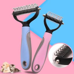 image-Stainless Double-sided Pet Brush Hair Removal Comb Grooming Dematting Dog Grooming Shedding Tools