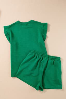 image-Skobeloff Textured Ruffle Split Top & Shorts Set
