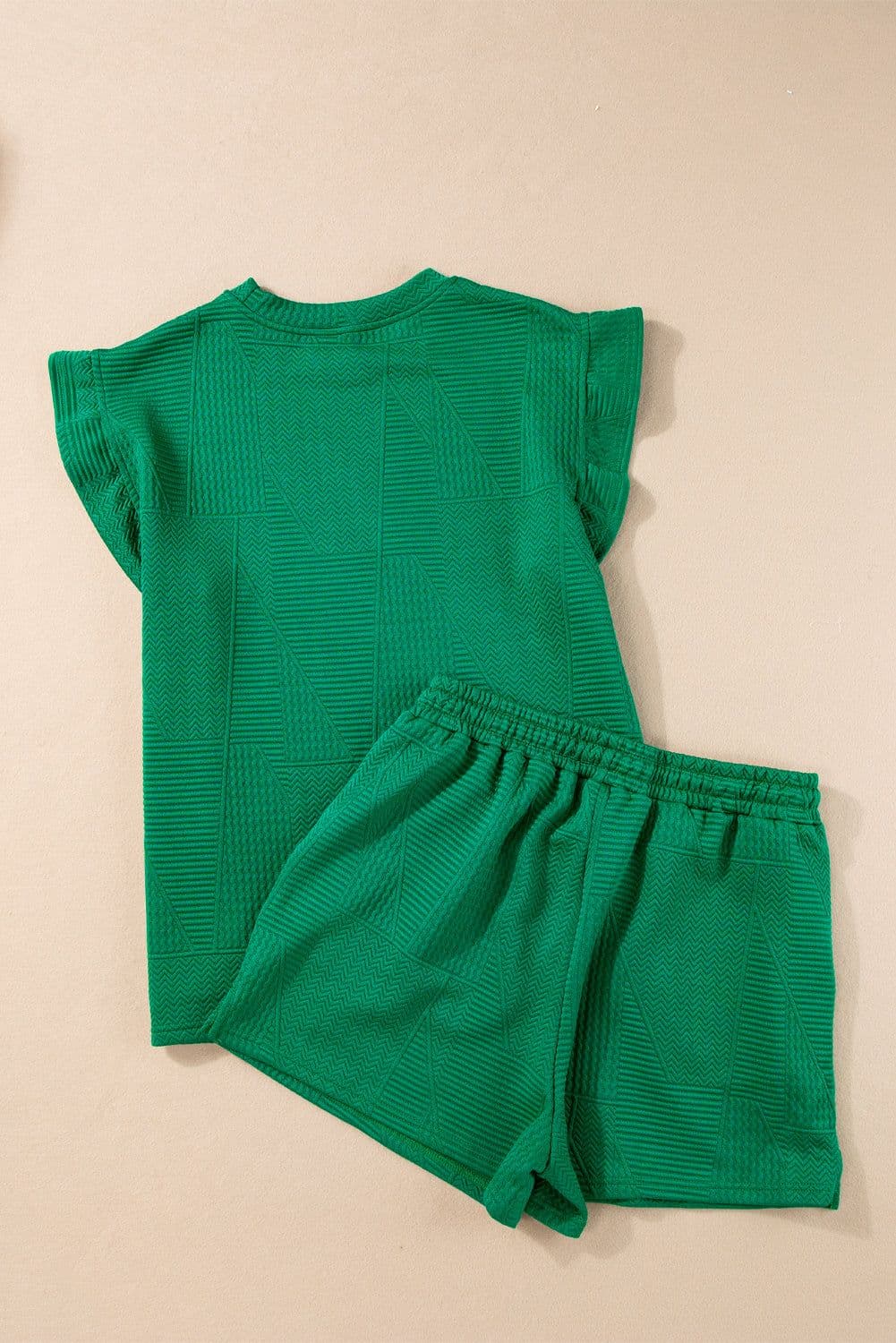 image-Skobeloff Textured Ruffle Split Top & Shorts Set