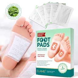 image-Cross-border ELAIMEI Foot Patches Moisture Removal, Wormwood, Bamboo Vinegar, Ginger Foot Patches 10 Patches Boxes are authorized to improve sleep