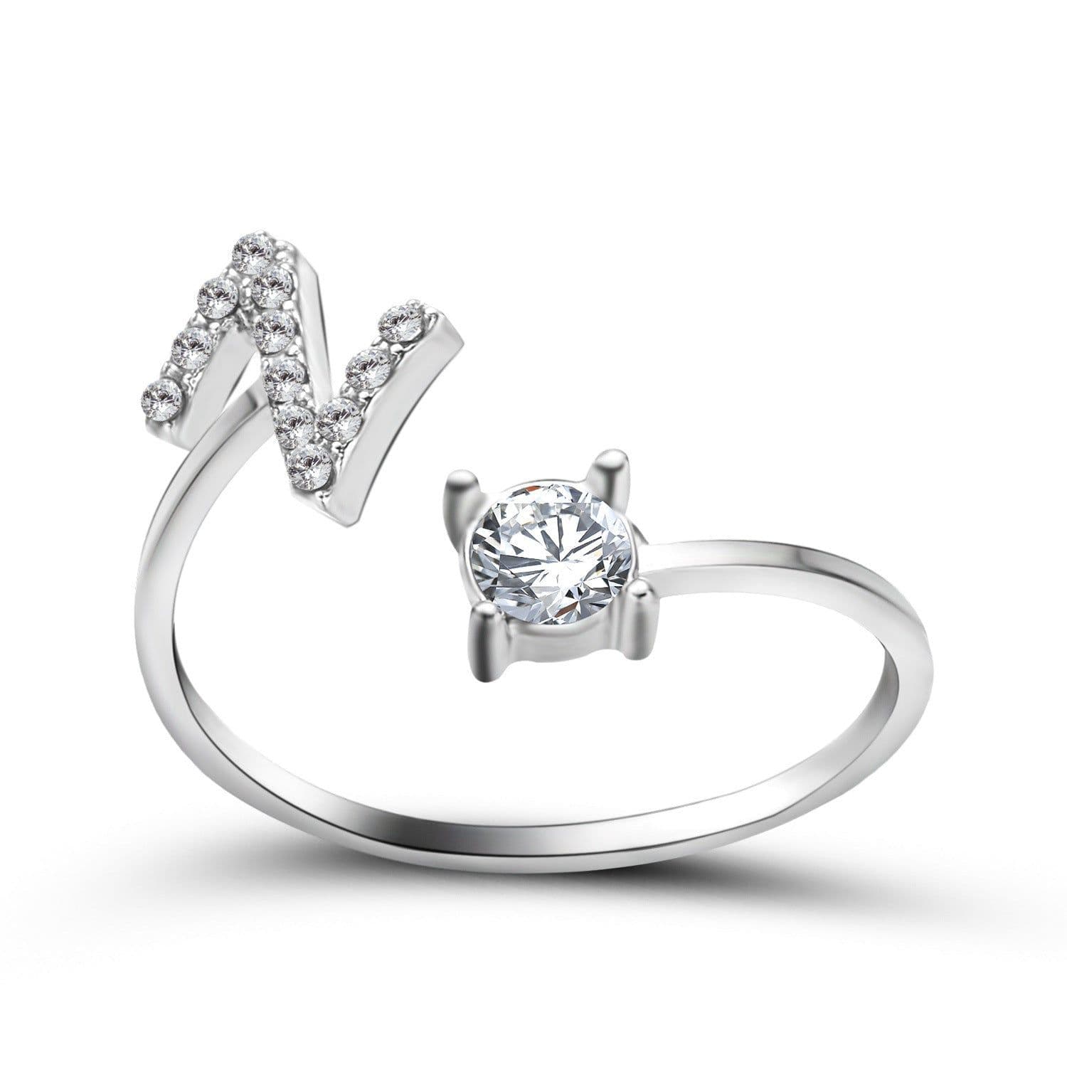 image-New Design Adjustable 26 Initial Letter Ring Fashion Jewelry For Women Simple Elegant Jewelry