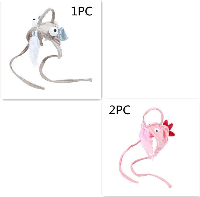 image-New Head Wearing Feather Funny Cat Stick Funny Cat Toy Stick Gray Big Eye Pet Toys Pet Products