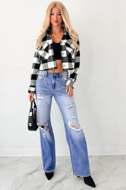image-Myosotis Mid Rise Distressed Sneak Peek Straight Leg Jeans