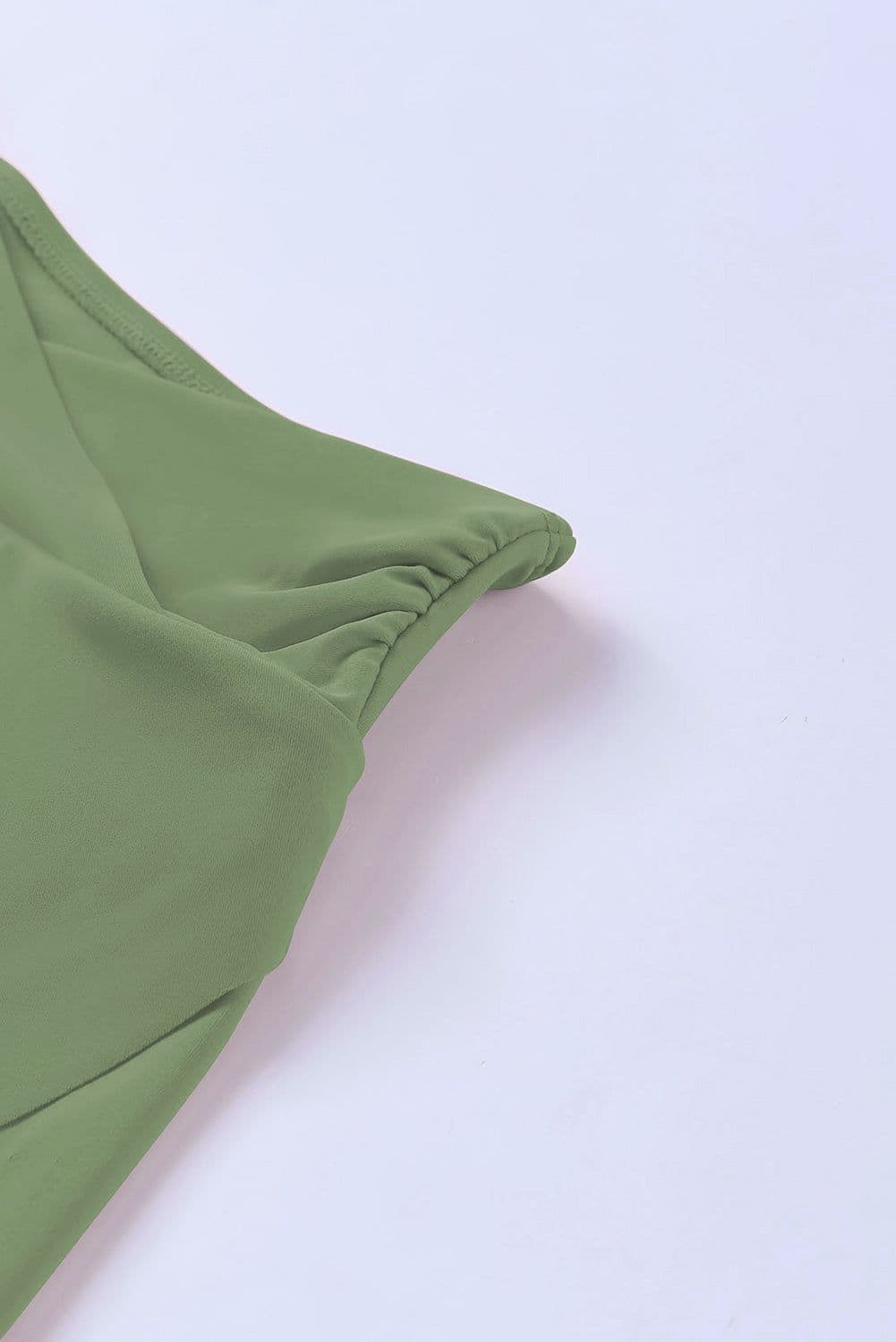 image-Green Criss Cross Waist Flared Swim Skirt