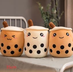 image-Cute Fruit Drink Plush Stuffed Soft Strawberry Milk Tea Plush Boba Tea Cup Toy Bubble Tea Pillow Cushion Kids Gift