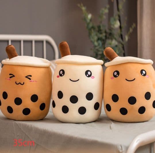 image-Cute Fruit Drink Plush Stuffed Soft Strawberry Milk Tea Plush Boba Tea Cup Toy Bubble Tea Pillow Cushion Kids Gift