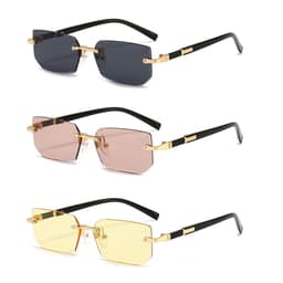 image-Rimless Sunglasses Rectangle Fashion Popular Women Men Shades Small Square Sun Glasses For Female Male Summer Traveling Oculos