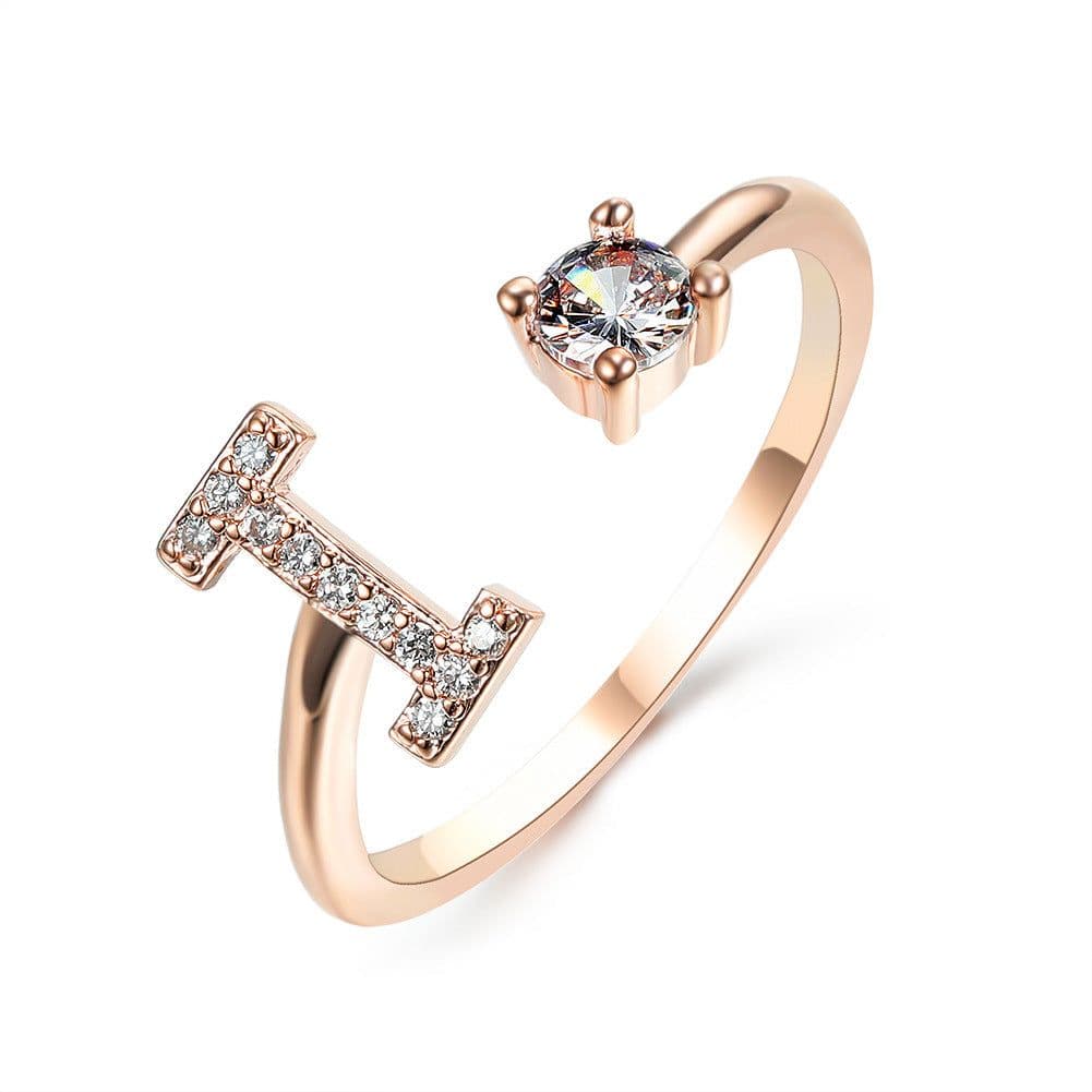 image-New Design Adjustable 26 Initial Letter Ring Fashion Jewelry For Women Simple Elegant Jewelry