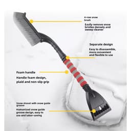 image-2 IN 1 Snow Brush Ice Scraper For Car Windshield Detachable Snow Scrapers With Foam Grip Cleaning Shovel For Car Trucks