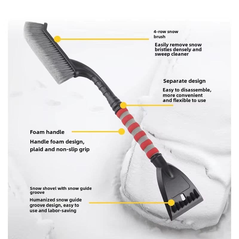 image-2 IN 1 Snow Brush Ice Scraper For Car Windshield Detachable Snow Scrapers With Foam Grip Cleaning Shovel For Car Trucks