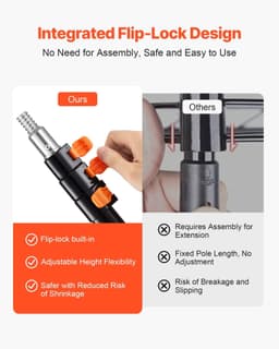 image-VEVOR Telescopic Extension Pole, 3.8-12 FT Multi-Purpose Extendable Pole, Sturdy Aluminum Alloy Paint Pole Extension with Flip-Lock Design, High Reach Roller Stick for Painting, Dusting and Cleaning