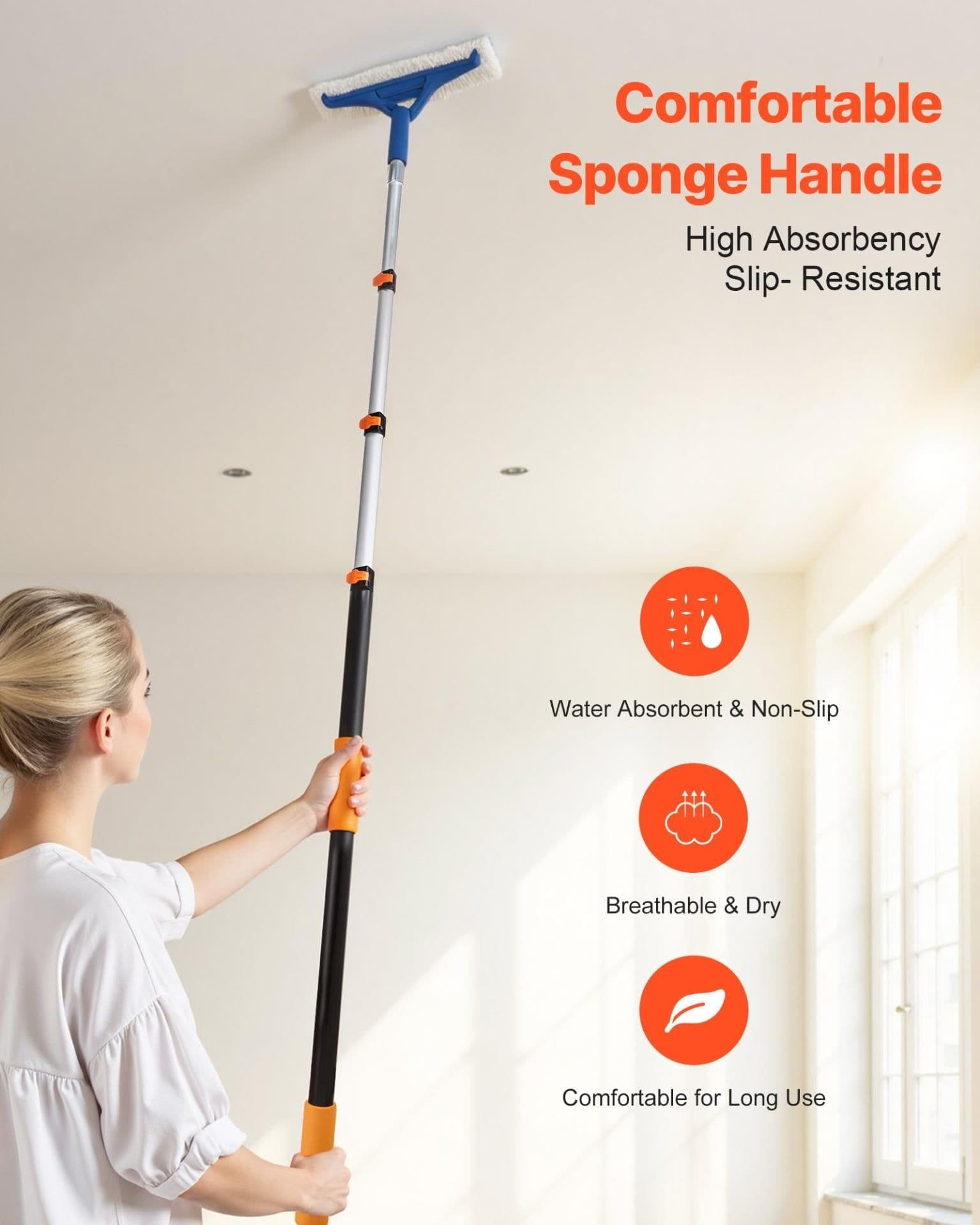 image-VEVOR Telescopic Extension Pole, 3.8-12 FT Multi-Purpose Extendable Pole, Sturdy Aluminum Alloy Paint Pole Extension with Flip-Lock Design, High Reach Roller Stick for Painting, Dusting and Cleaning