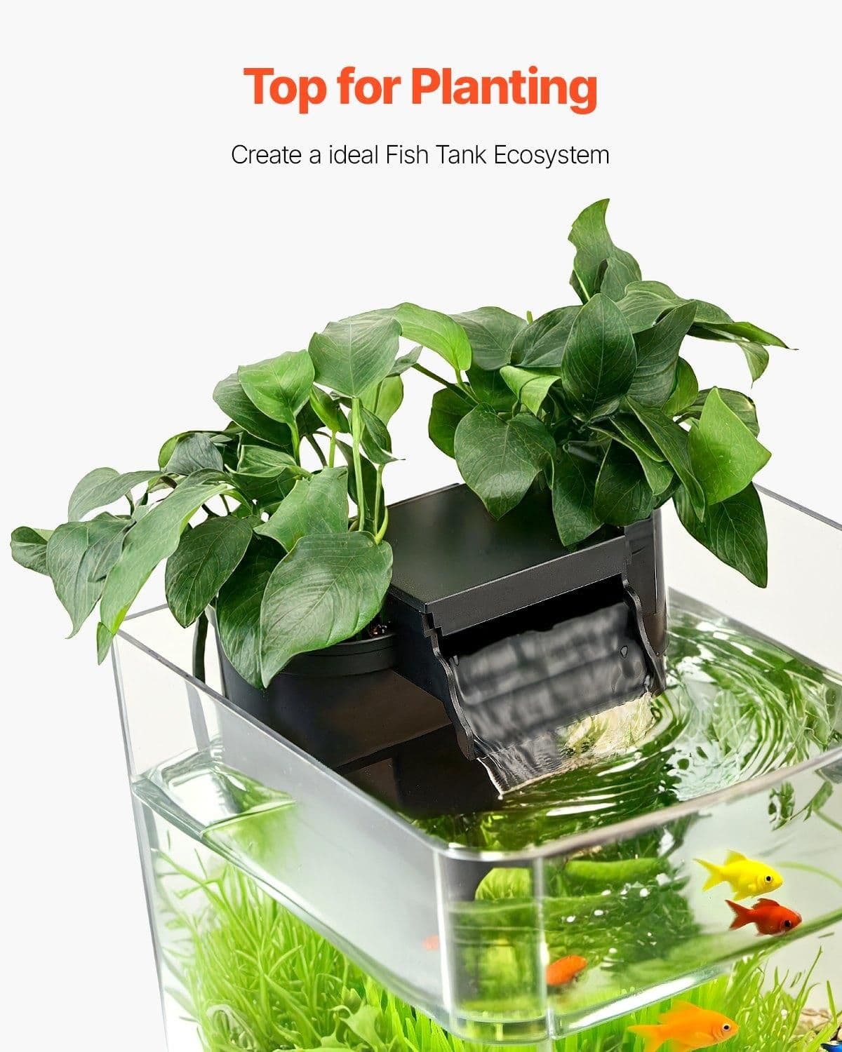 image-VEVOR Fish Tank Aquarium, 2 Gallon Arch Ultra-Clear GPPS Starter Smart Tank Adjustable 3 Color Lighting, Self Cleaning System Fishbowl for Freshwater & Saltwater Fish Home, Office, or Pet Use