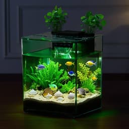 image-VEVOR Fish Tank Aquarium, 2 Gallon Arch Ultra-Clear GPPS Starter Smart Tank Adjustable 3 Color Lighting, Self Cleaning System Fishbowl for Freshwater & Saltwater Fish Home, Office, or Pet Use