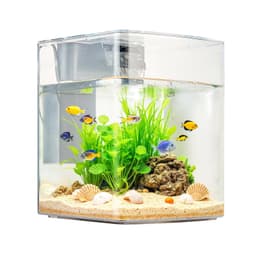 image-VEVOR Fish Tank Aquarium, 2 Gallon Arch Ultra-Clear GPPS Starter Smart Tank Adjustable 3 Color Lighting, Self Cleaning System Fishbowl for Freshwater & Saltwater Fish Home, Office, or Pet Use