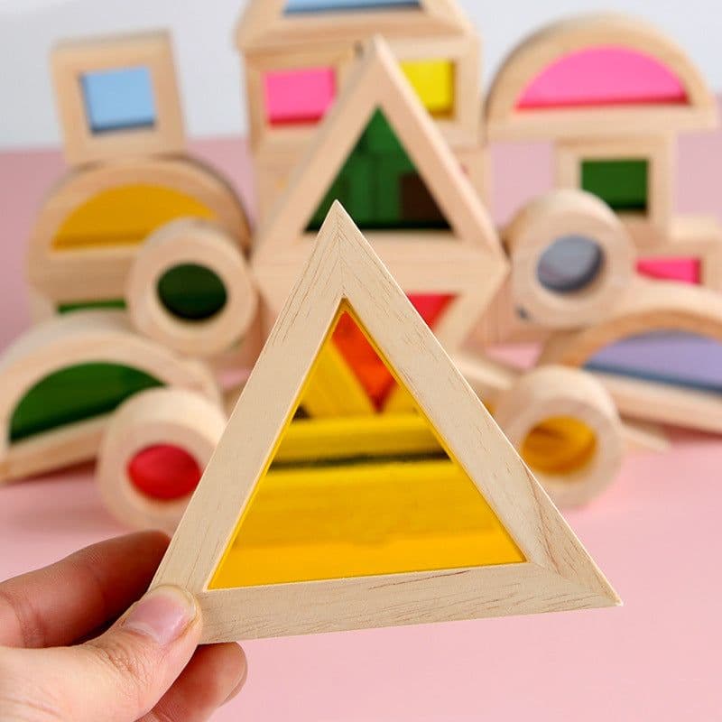 image-Acrylic Rainbow Building Blocks Children’s Educational Early Education Shape Cognition Creativity Assembling Parent-child Kaleidoscope Interactive Toy