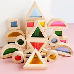 image-Acrylic Rainbow Building Blocks Children’s Educational Early Education Shape Cognition Creativity Assembling Parent-child Kaleidoscope Interactive Toy